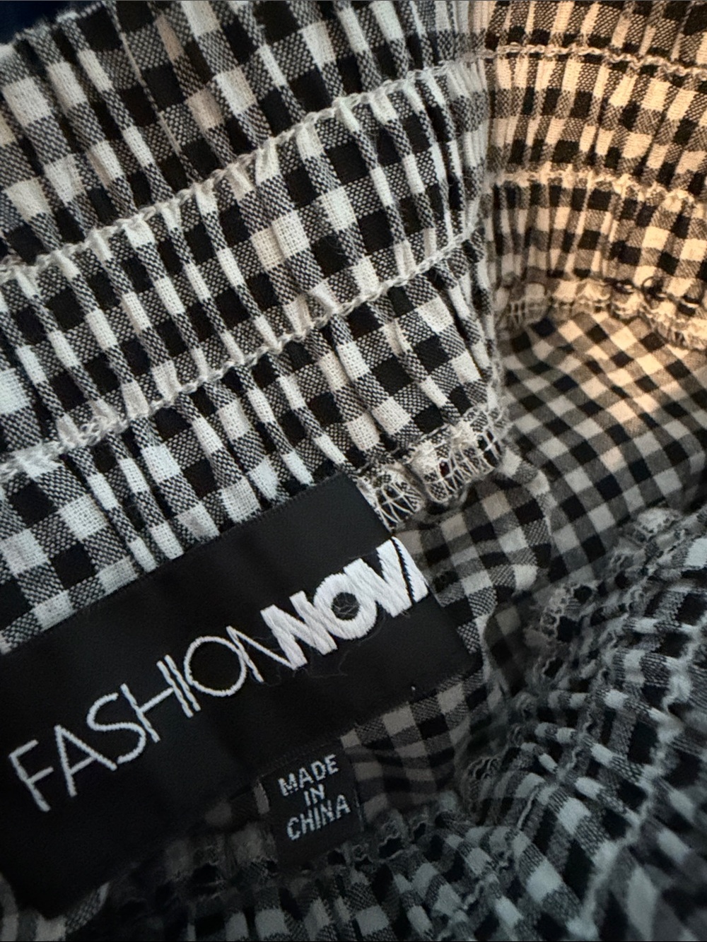 Fashion Nova Black & White Gingham Drawstring Joggers - Picture 2 of 2